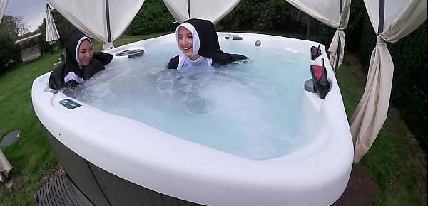 Two Naughty Nuns Get Wet In The Hot Tub
